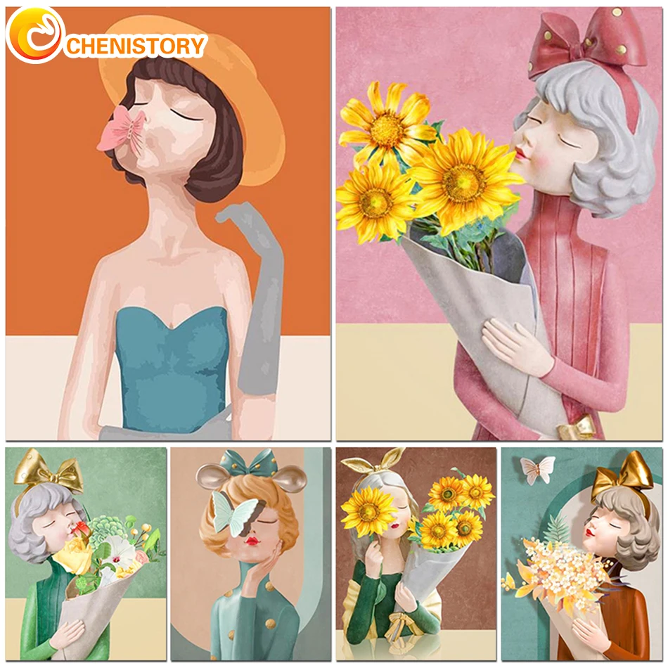 

CHENISTORY 5D DIY Christmas Diamond Painting Girl Figure Diamond Paintings Cartoon Cross Stitch Kit For Home Wall Art Decor Gift