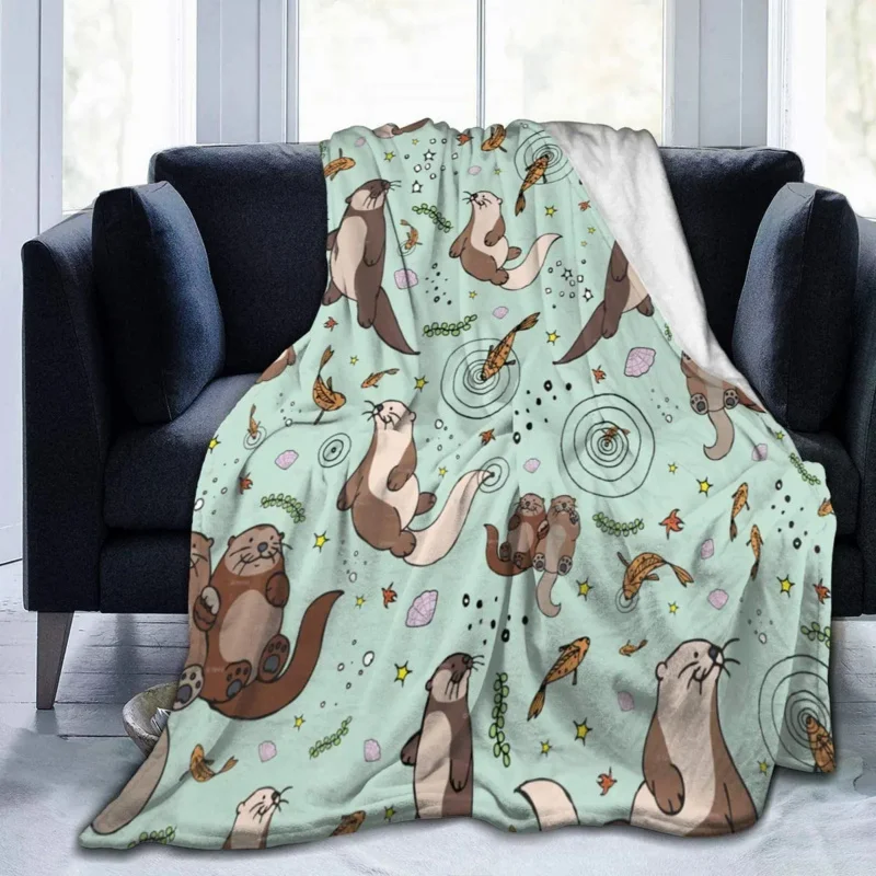 

Kawaii Sea Otters Flannel Throw Blanket, Gifts for Kids,Cozy Noon Break Blanket for Office Couch Lightweight Warm Super Soft