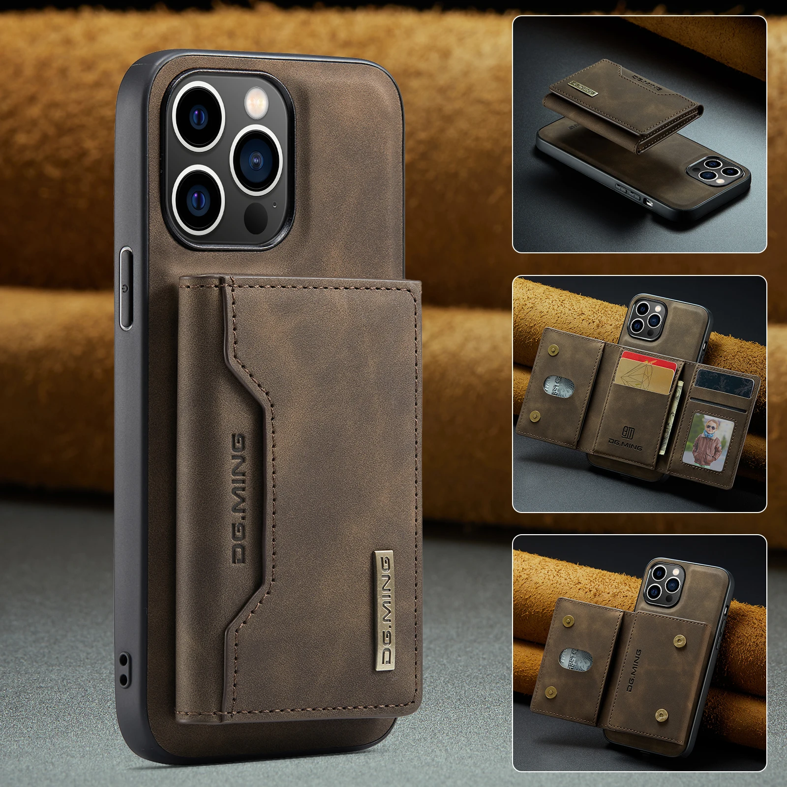 iPhone 13 Pro Max Leather Case - with Detachable Wallet