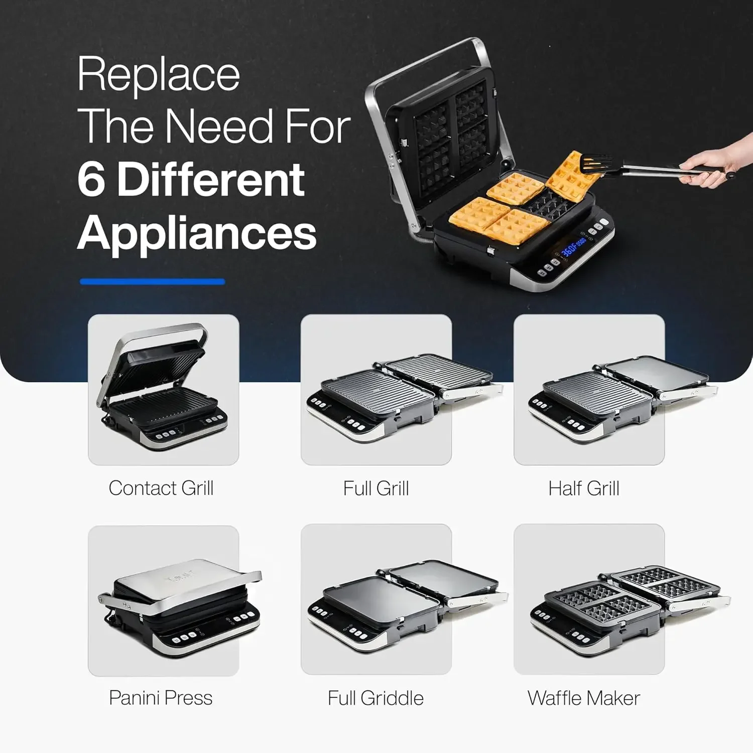 Total Package 6-in-1 Digital Indoor Grill, Waffle Maker, Panini Press, Griddle, with Deluxe Accessory Kit 2