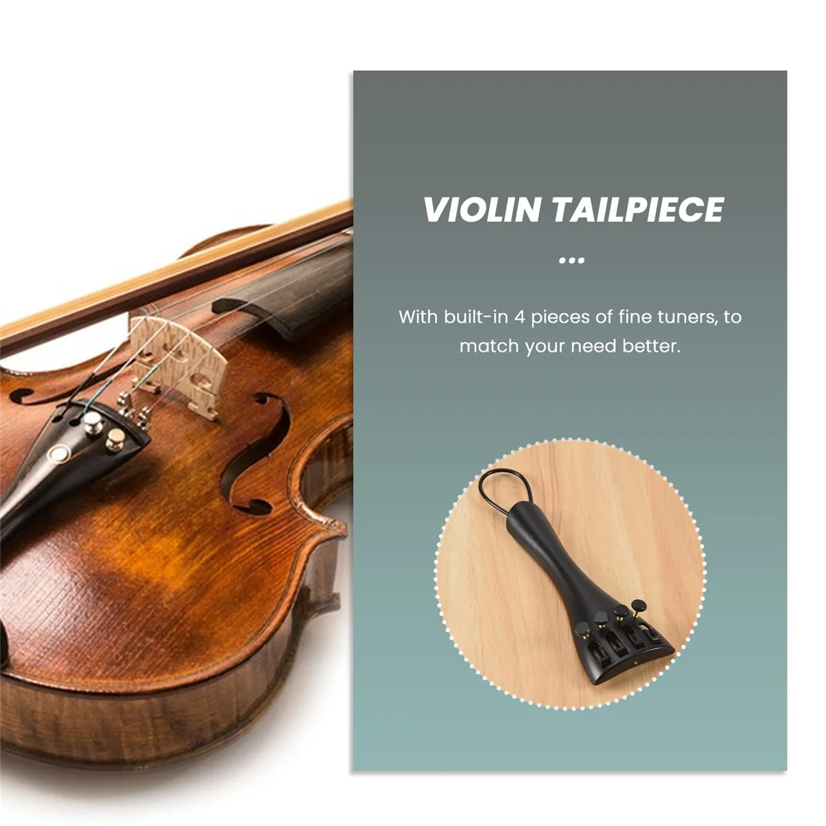 Newest 3/4 4/4 Violin Fiddle Tailpiece Hill Style with 1pcs Tailgut Tailcord 4 Fine Tuners Aluminum Alloy Durable Strong