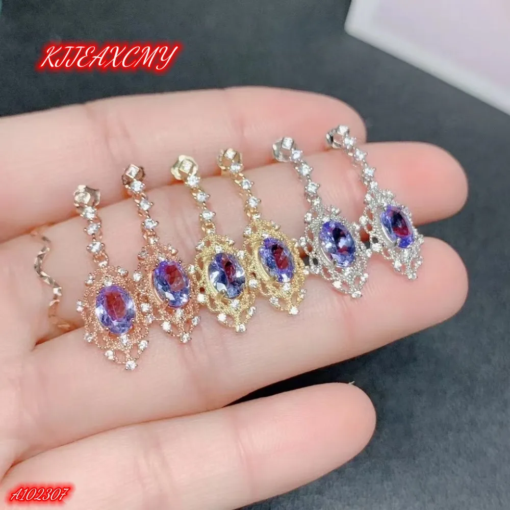 

Женские роскошные серьги-гвоздики от бренда KJJEAXCMY, ювелирные изделия, Серебряный Драгоценный камень из натурального танзанита для девушек