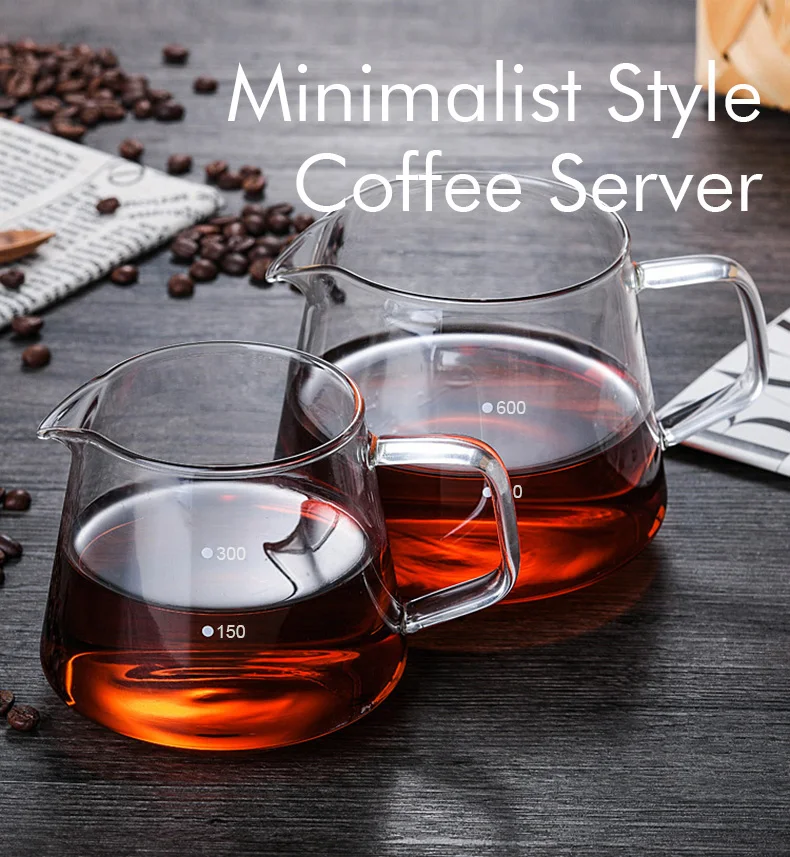 Description Picture 2 of itemGlass Pour Over Coffee Server with Dot Scale Brewed Coffee Sharing Pot 300ml 600ml Heat Resistant Hand Made Drip Coffee Pot