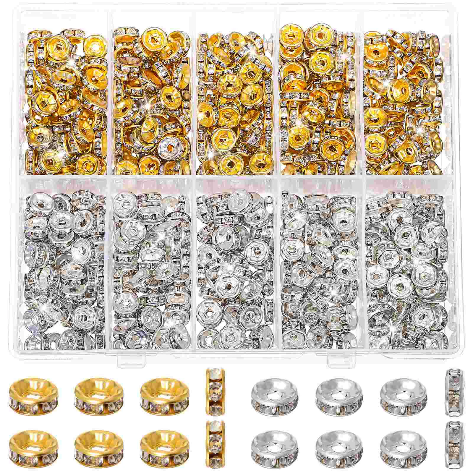 

600 Pcs Spacer Beads for Bracelets Jewelry Making Charms Beaded Crystal Decorative Small Iron Spacers Jewlery