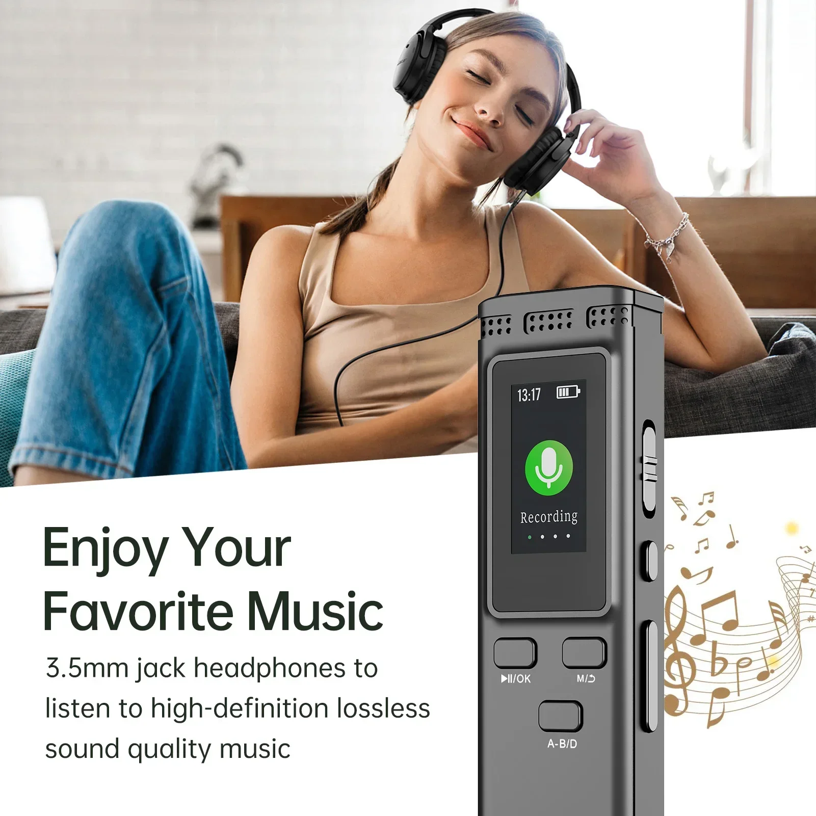 64GB/16GB/8GB Digital Voice Recorder with Noise Reduction Voice Activation Playback & MP3 Player (288hrs) voice recorder