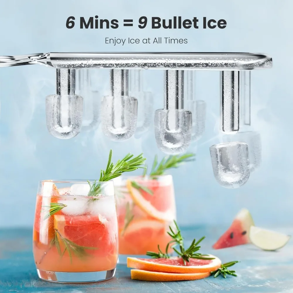 Ice Makers Countertop,Portable Ice Maker Machine with Handle,Self-Cleaning Maker, 26Lbs/24H