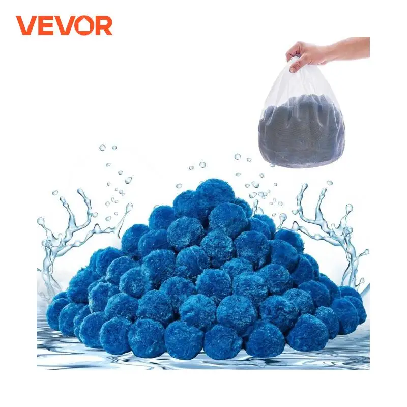 VEVOR Pool Filter Balls 1.5 lbs-4.6 lbs Reusable Blue / White Polyester Fiber Filter Media with Wash Bag for Pool Aquarium Tank