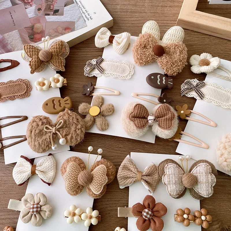 Bows Baby Hair Clips 8Pcs/Set Hair Accessories Girls Cartoon Animal Flower Hairpin Headdress Kids Pins Birthday Gifts hair clips hair accessories