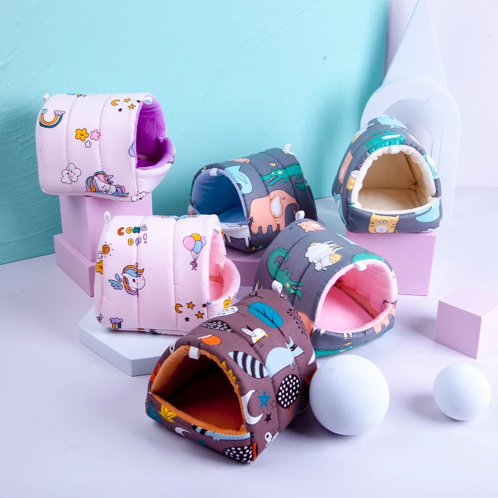 Cute Small Animal Sleeping Bed Rabbit Squirrel Guinea Pig Nest Hamster House Winter Mini Cage Soft Mat