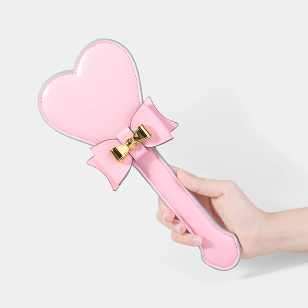 Bow Decoration Heart-shaped Riding Crop Whip PU Leather Paddle Crops Equestrianism Horse Whip
