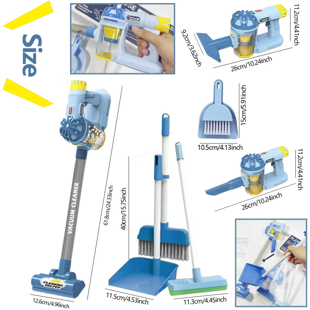Kids Simulation Electric Vacuum Cleaner Cleaning Set for Toddlers Role Play Housekeeping Educational Toys Girl Boy Gifts - Bilde 5