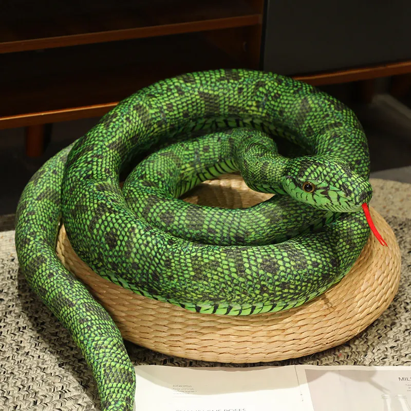 thumbnail image 1 of Simulation Giant Python Plush Toy Long Snake Yellow Orange Green Python Plush Toy Decorated House Holiday Decoration Trick Props, 1 of 5
