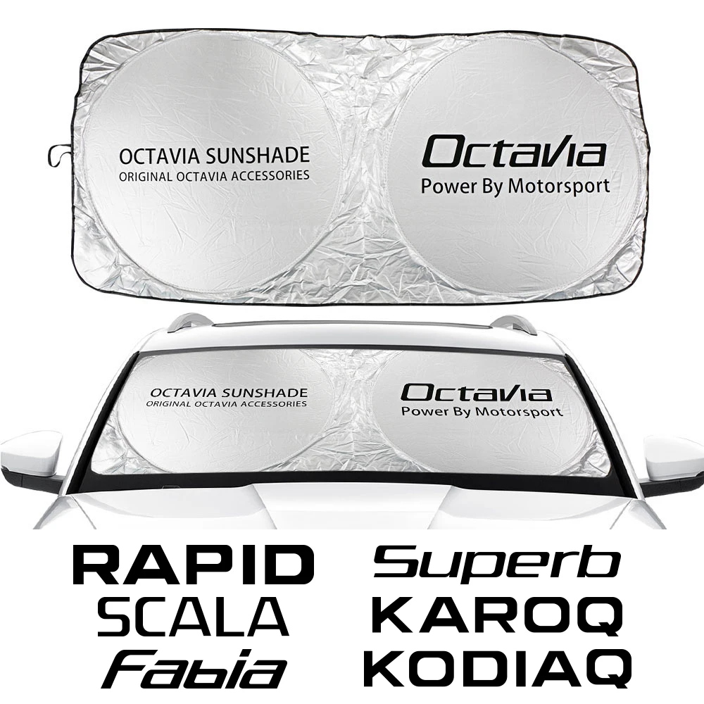 Windshield Sunshade For Skoda Rapid Karoq Kodiaq Kamiq Octavia Roomster Fabia Superb Scala Citigo Enyaq Car Accessories