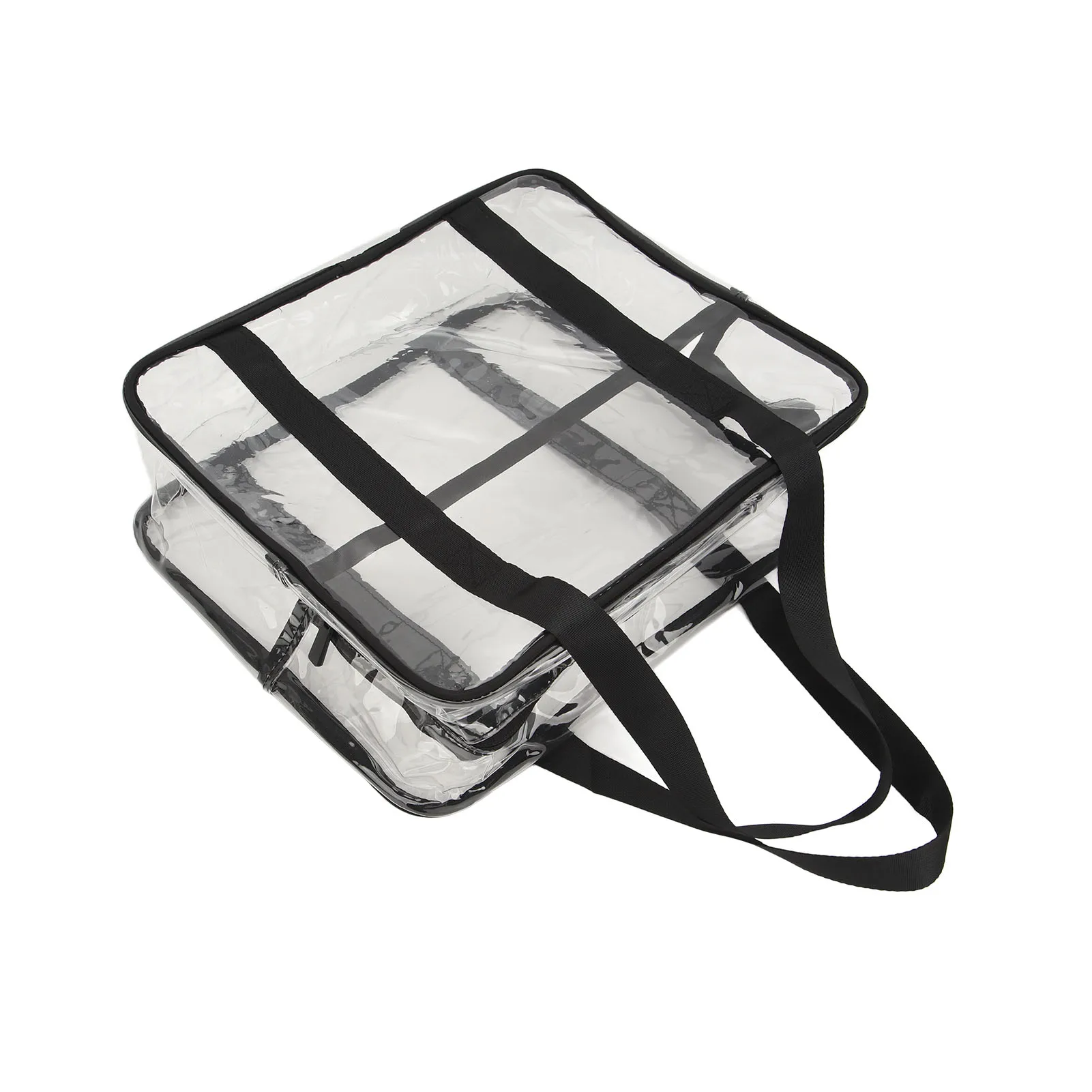 Clear Bag Black Multifunctional Clear Shoulder Handbag PVC Reinforced Fabric Seams with Adjustable Breathable Strap for Travel