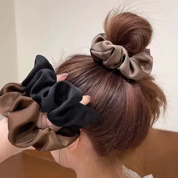 La più nuova donna grande ed elegante elastici di seta fascia per capelli tinta unita elastici per capelli donna coda di cavallo tenere accessori per capelli