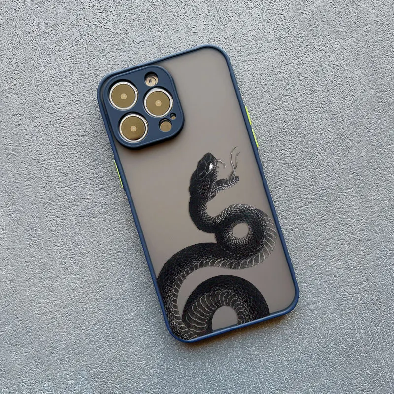 Neue schwarze Schlangen-Handyhülle für iPhone 13 12 Mini 11 Pro Max 17 16 15 14 Pro Max Plus XR XS X 16 Plus Stoßfeste Bumper-Hüllen – Detail 5