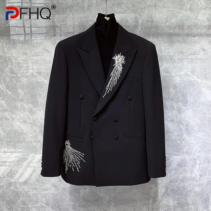 

PFHQ Men's Handsome Lapel Collar Double Breasted Suit Jackets Business Casual Wedding Gift High Quality Autumn Blazers 21Z2622