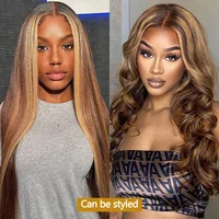 P4‑27 Piano Highlight Body Wave Mèches de Cheveux Humains 100% Brésiliens Remy, Tissage Fait Main, Doux et Épais, Sans Perte de Cheveux, Sans Nœuds, Extensions de Cheveux Brun Miel Blond pour Femmes 12‑26 Pouces 4