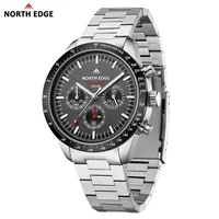 NORTH EDGE 2025 LONGWINGS Men Quartz Watch Solar Powered Stopwatch Waterproof 50M 316 Full Stainless Steel Luminous Pilot Watch 2