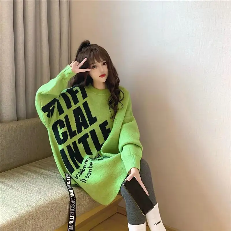 Irregular Sweater Women's Mid-length Autumn and Winter 2023 New Loose Japanese Style Lazy Style Outer Wear Sweater Coat Trendy