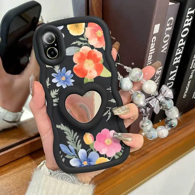 Pink Floral Phone Case Set with Lanyard and Stand - 3 Piece Set