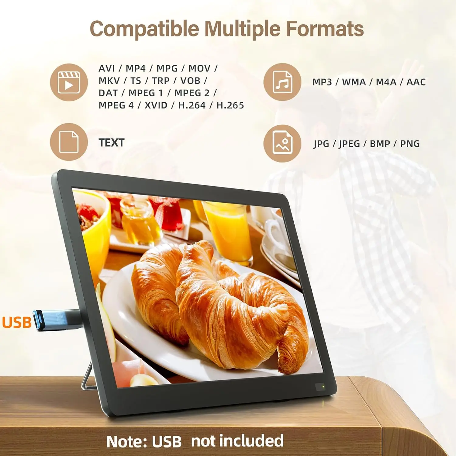 14 inch PortableTV with Antenna, Portable Small TV with ATSC Tuner,Rechargeable Battery Operated Mini TV LCD Monitor 1080P,Built