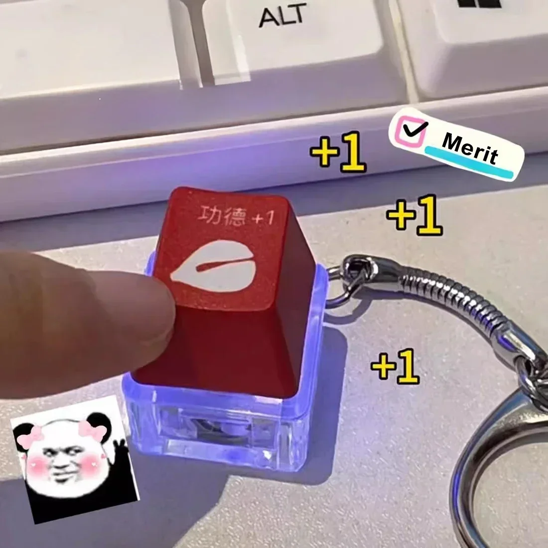 

Оригинальная светящаяся клавиатура для декомпрессии, брелок с подсветкой, с 1 деревянным наконечником рыбы, механическая клавиатура, кепка для ключа, подарки