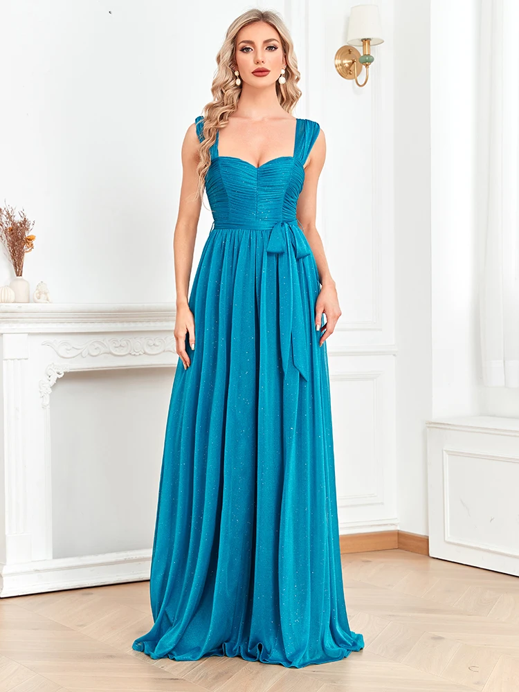 Lucyinlove Blue Shining Long Evening Dress 2025 Luxury Sexy Slit Formal Prom Women Elegant Party Gowns Chic Maxi Dresses