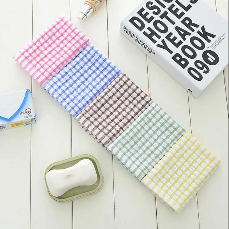 

5PCS Cotton Cloth Small Towel Table Cloth Water Absorbing Non Fading Dishwashing Towel Domestic Cleaning Cloth