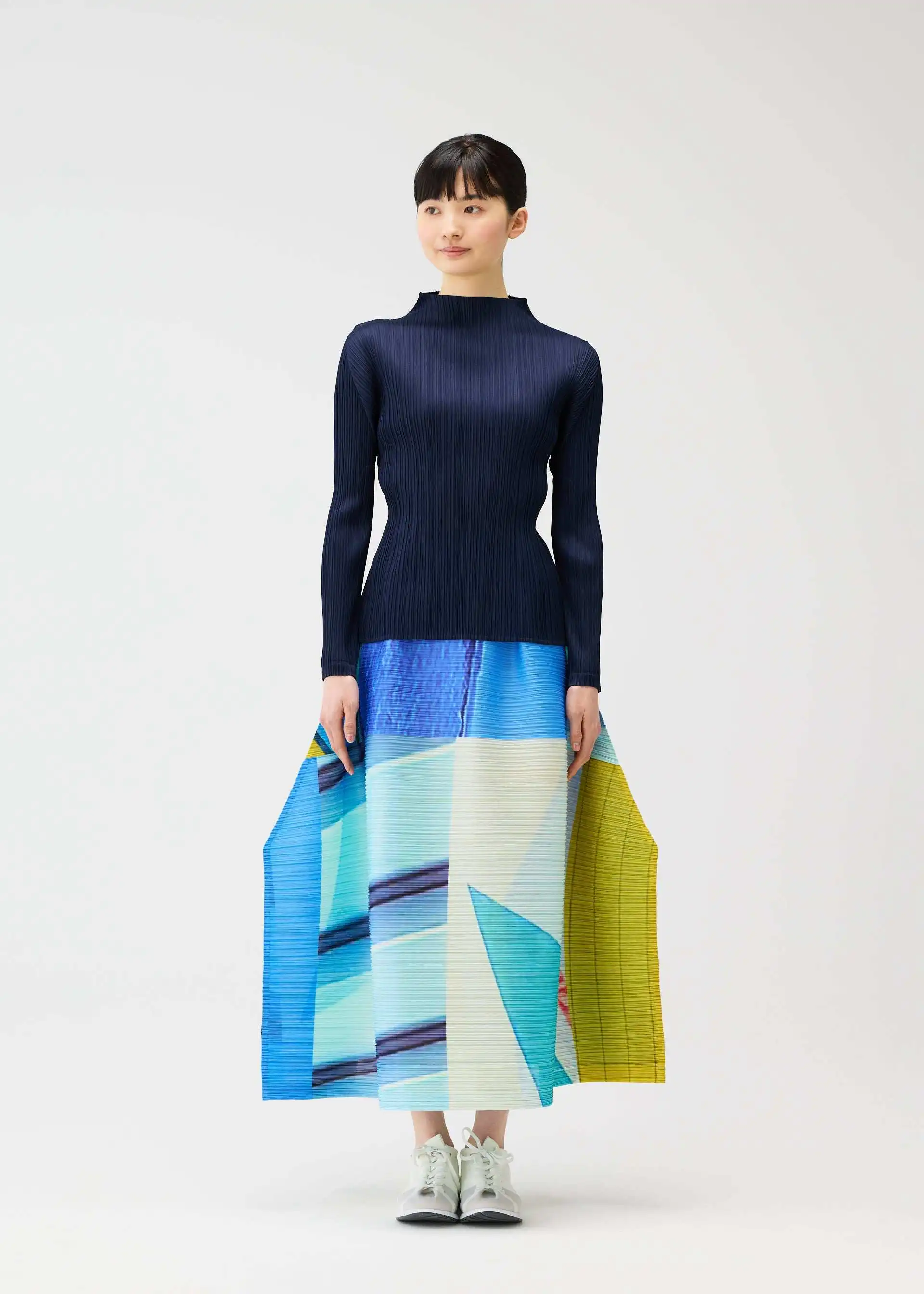 Miyake Pleated Spring And Summer New Product Printed Horizontal Skirt