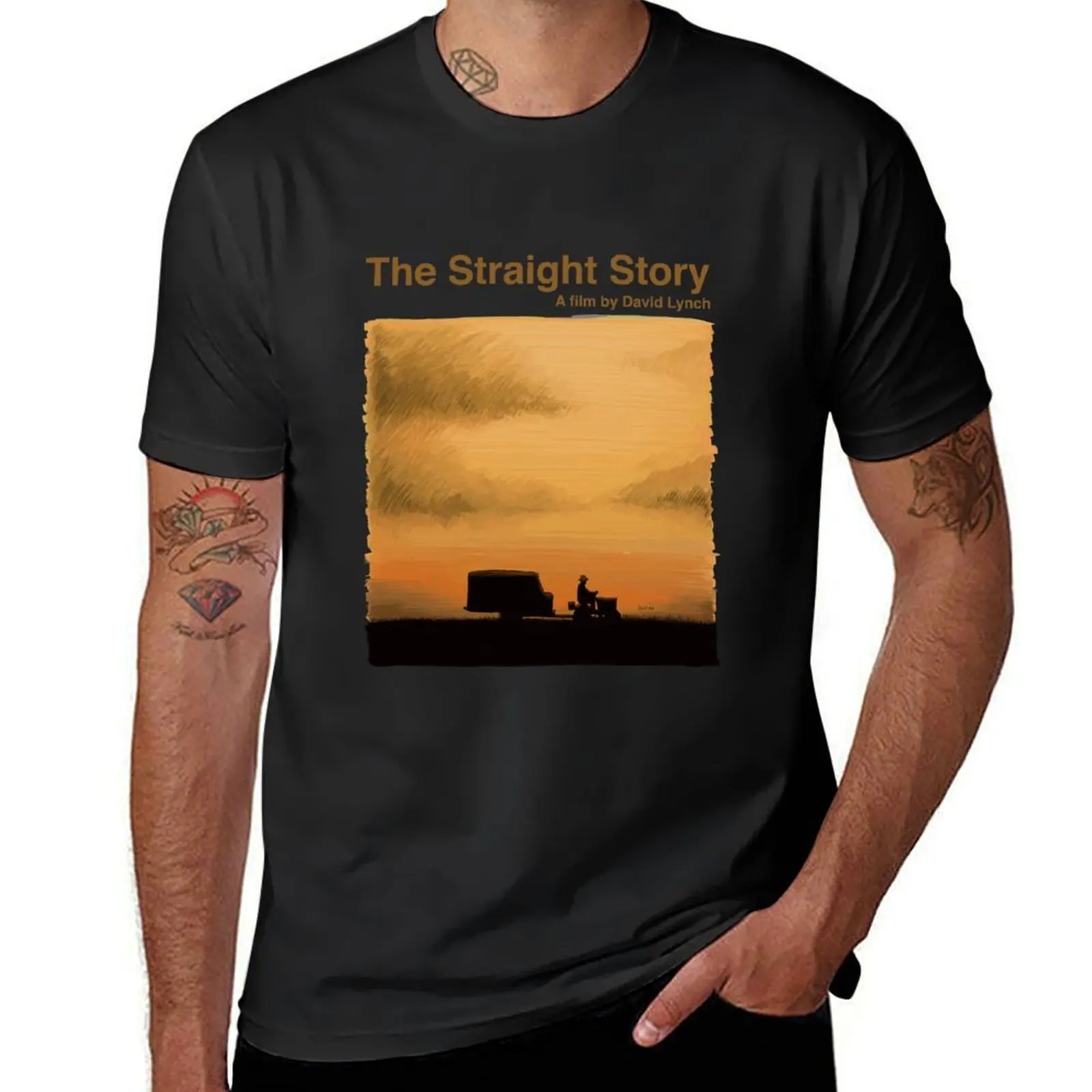 

The Straight Story by David Lynch Illustration by Burro with Title T-Shirt sweat plain men graphic t shirts