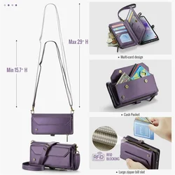 Lanyard Leather Zip Wallet Card Phone Case Cover - Samsung A24 (4G 5G) (Purple)