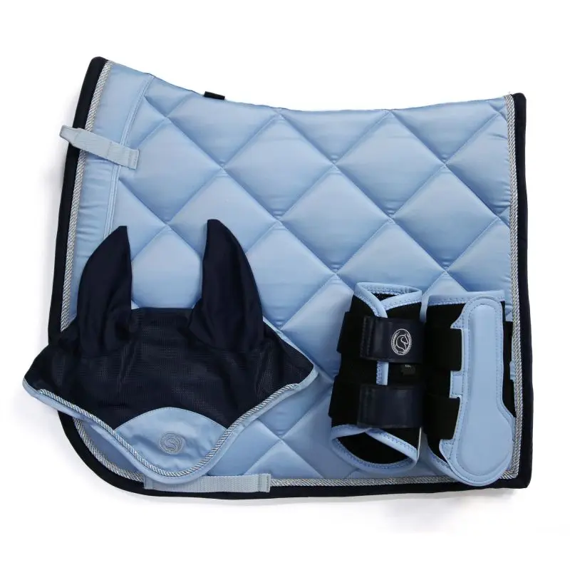 Professional Equestrian Equipment Harness Light Blue Step Saddle Sweatsuit Drawer Earmuff Leggings Barrier Horse Sweat Pad