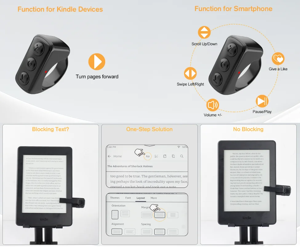 DIY KINDLE Page Turner Télécommande fongique, Longue distance, ClUNICEF  Turn Ple, Like Turn Page Rechargeable, Rechargeable - AliExpress