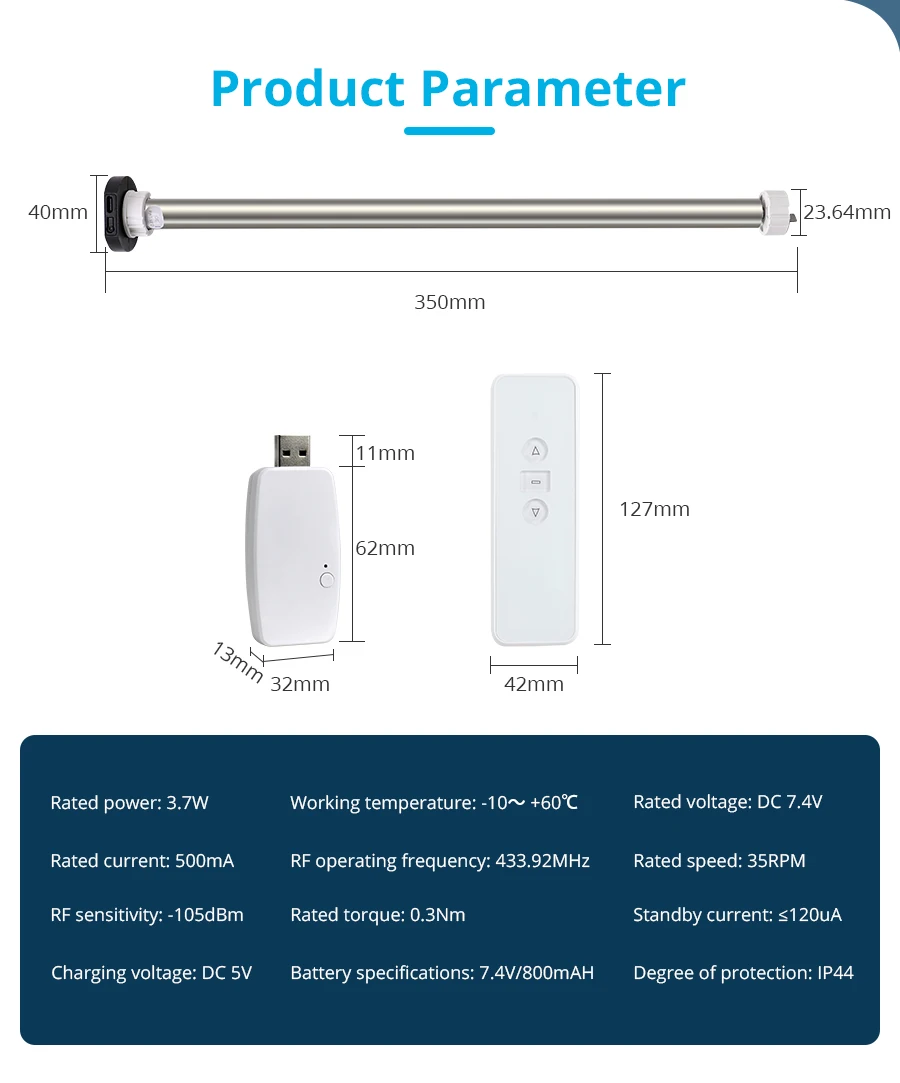 Zemismart-Tuya Roller Shade Blind Motor, elétrico motorizado,