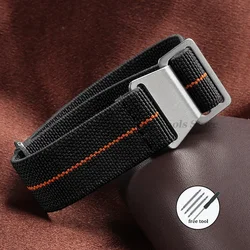 Army Green Elastic Nylon Sport Watchband Bracelet - 22mm (Black Orange)