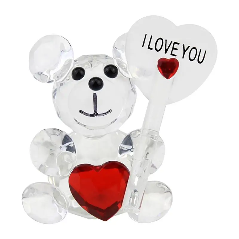 San Valentino Crystal Bear Pretty Glass Ornament Regalo Di Compleanno Crystal Home Decoration Bella Statua Animale Per La Tavola Di Casa