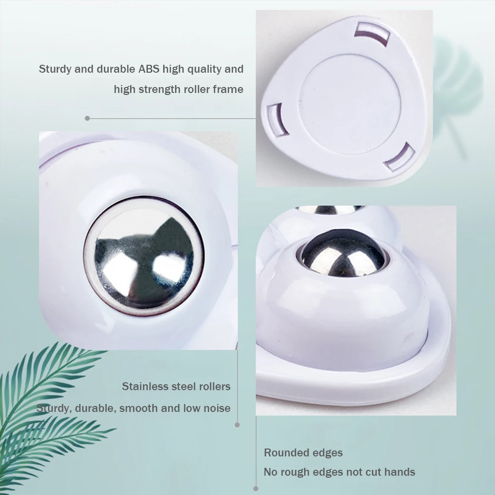 4pcs Sticky Swivel Pulley No Noise Self Adhesive Universal Pulley Rotating Wheels for Trash Can Bottom Kitchen Small Appliances