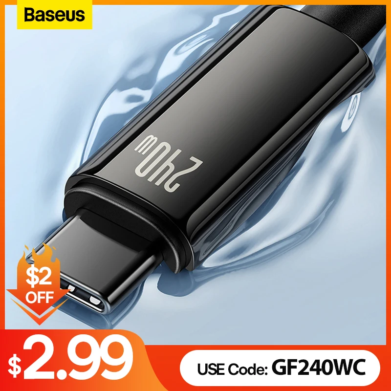  Baseus 240W USB Type C Cable for Realme Samsung S23 Huawei PD3.1 Supercharge 5A Fast Charger Type C to Type Cable for Macbook PC 