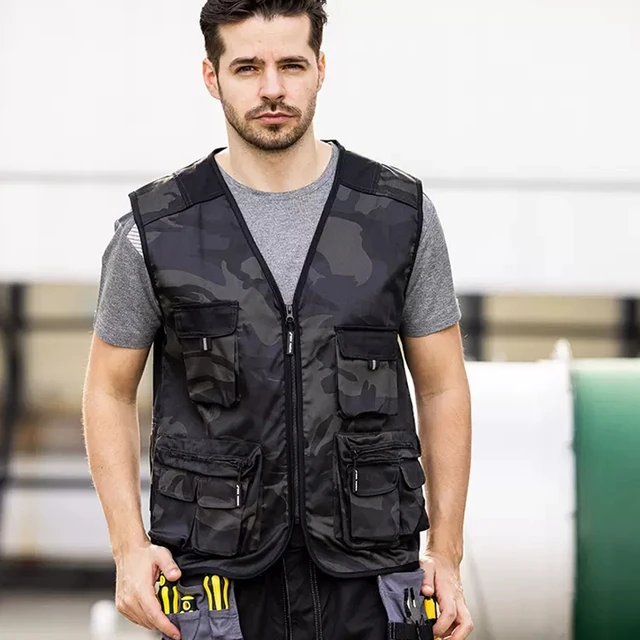 High Quality Multi-pockets Work Tool Vests for Men Construction