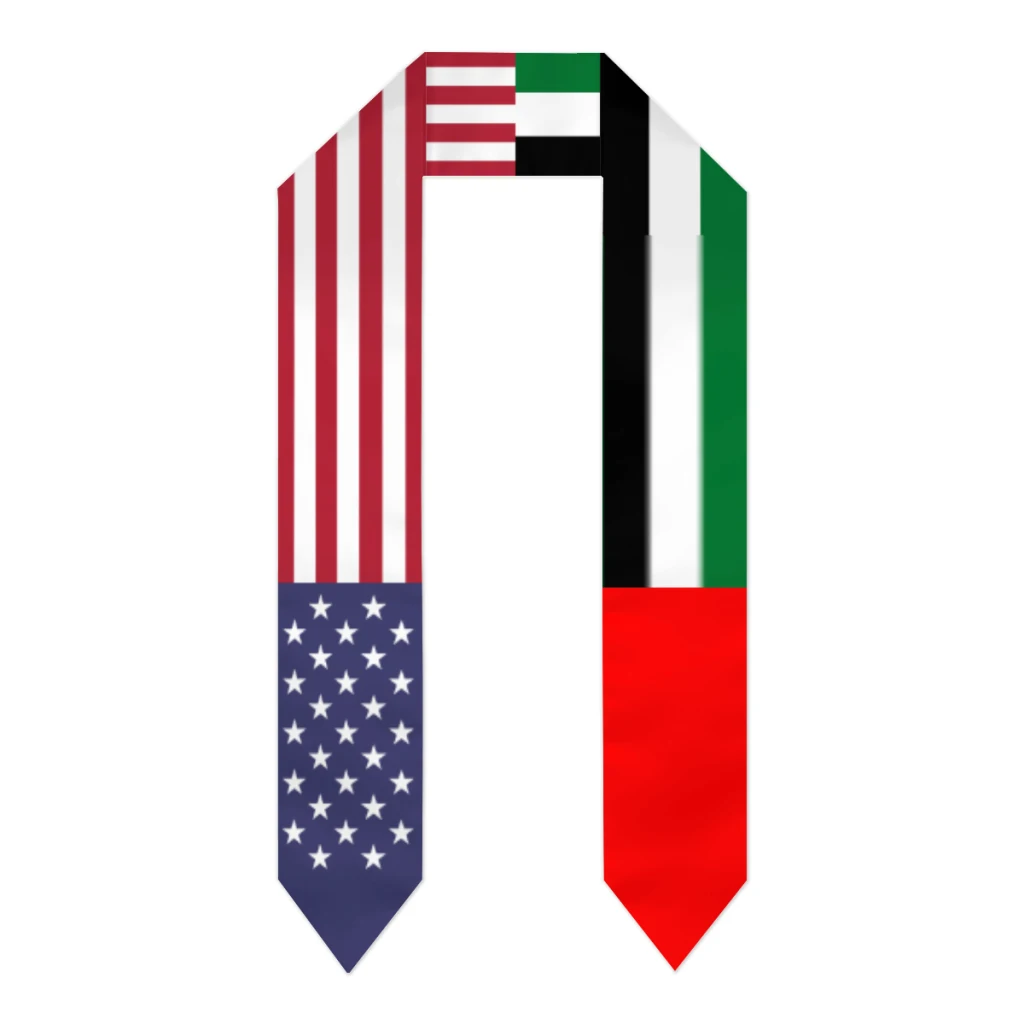 

Graduation Sash United Arab Emirates & USA United States Flag Stole Shawls Graduate Wraps Scraf International Student Gifts