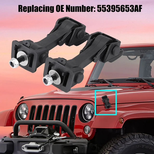 2 Set Chiusure Sicurezza Cofano Per Jeep JK 2007-2016 - Fermo E Staffa, Ricambio Aftermarket - Foto 5