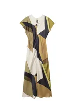 HH Print Midi Dress Woman Short Sleeve Satin Long Dresses For Women 2024 Elegant Party Dresses Vintage Casual Dresses - Image 2