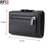 DIENQI Carbon Fiber Card Holder Wallets Men Brand Rfid Black Magic Trifold Leather Slim Mini Wallet Small Money Bag Male Purses 2