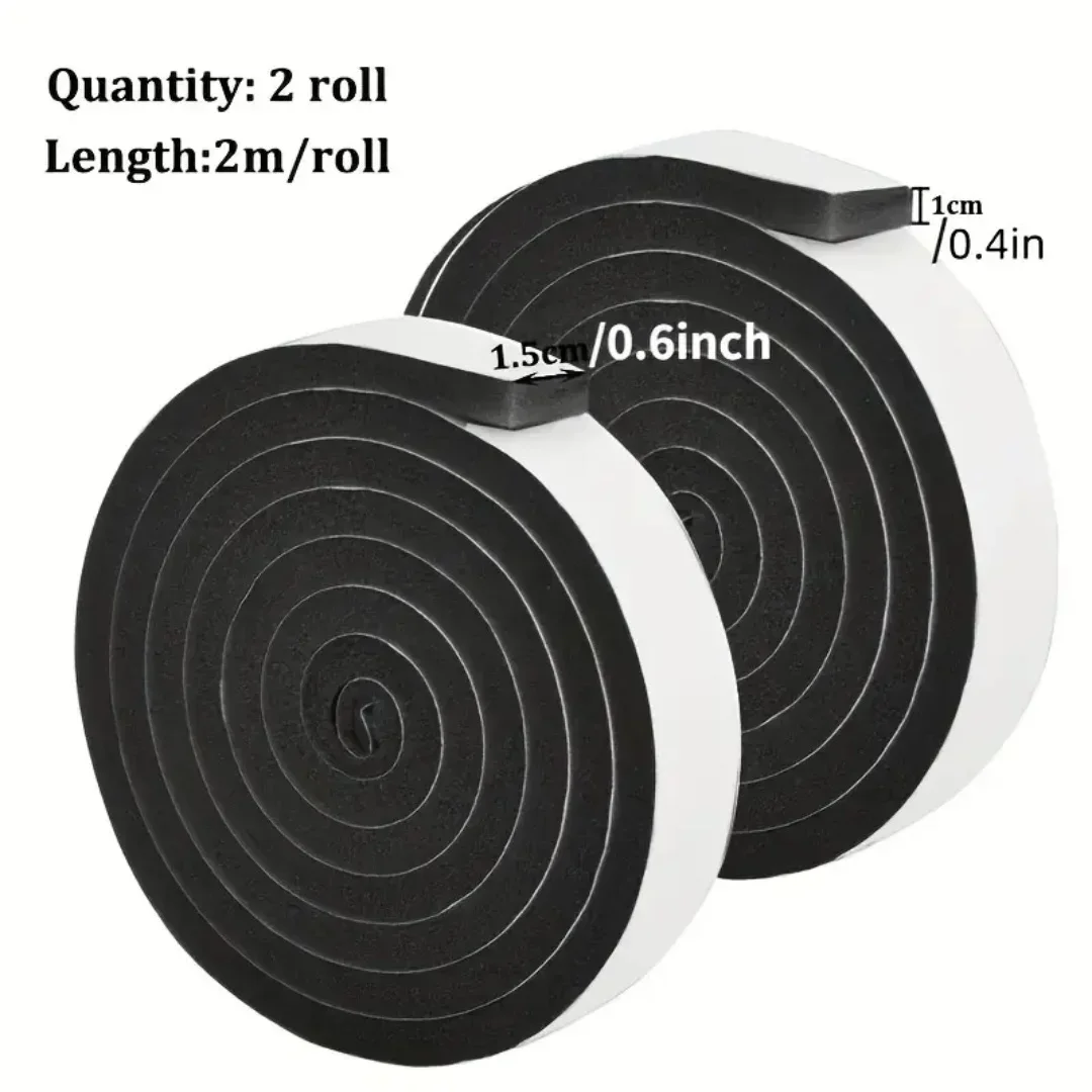 Foam Door Window Sealing Strip 2M/Roll Weather Stripping Self-Adhesive Soundproof Windproof Dustproof Draught Excluder