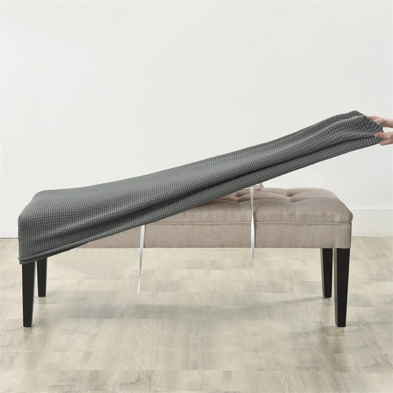 Elastic Ottoman Cover - Solid Color Removable Home Decor Bench Seat Protection