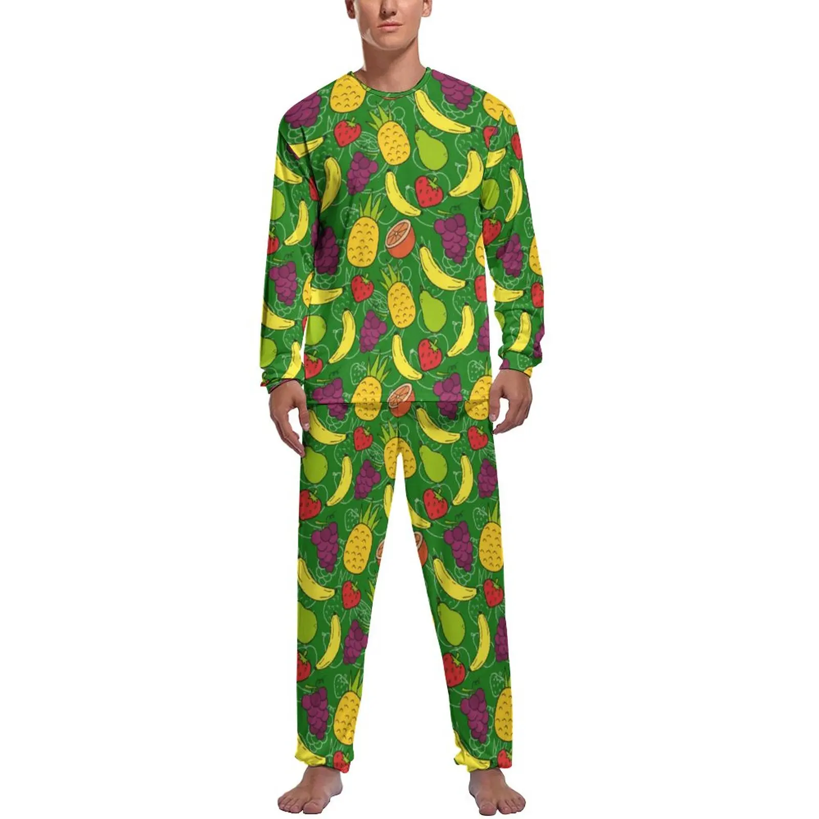 Pijama satinado para mujer estampado de hoja de plátano Ropa Ropa para hombre Pijamas y batas Pantalones de pijama 