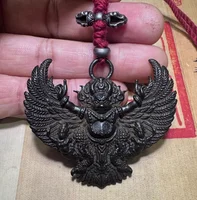 2.1''Old Tibet Tibetan Sky Iron Redpoll Winged Garuda Bird Eagle Buddha Pendant 2