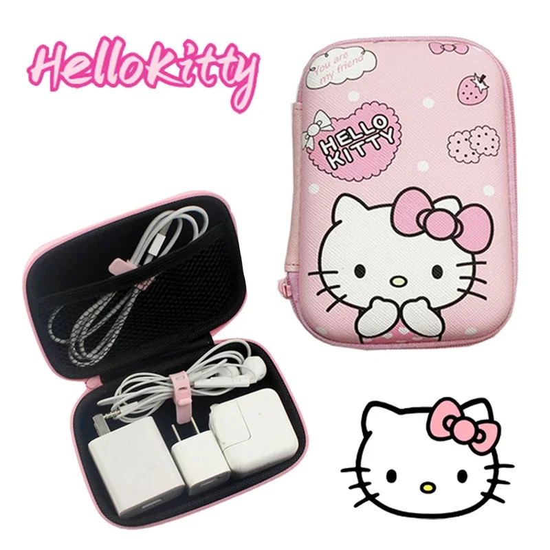 Data Cable Storage Bag Sanrio Hello Kitty Cute Anime Portable Earphone Organizer Carry Case Digital USB Hard Disk Protection