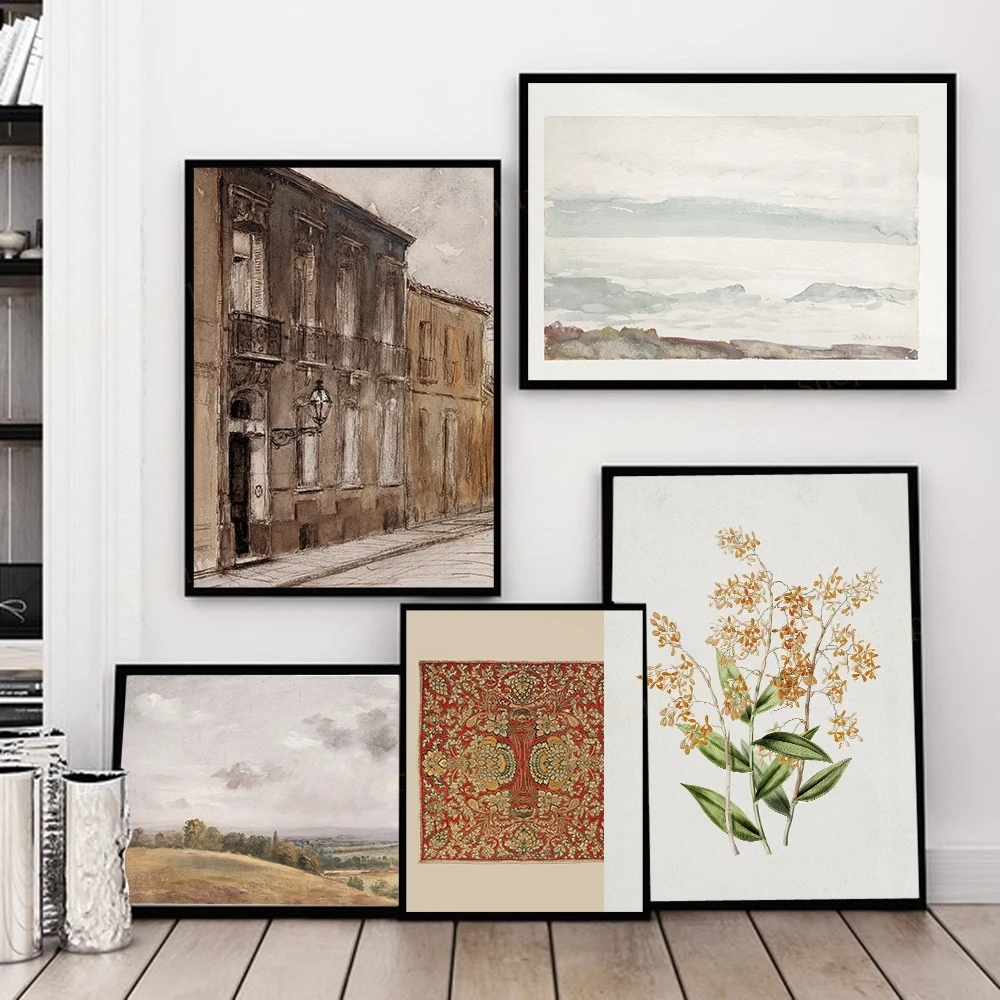 Printable Vintage Gallery Wall Art Set Antique Prints Warm Aesthetic Poster  Canvas Painting Living Room Nordic Home Decor Pictur| | - AliExpress